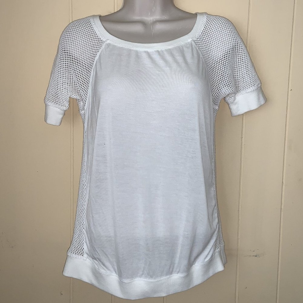 SANCTUARY White Lace Shoulders & Sides Blouse Shirt Top Size S